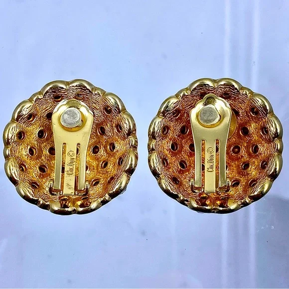 Vintage CHRISTIAN DIOR 1960s Rhinestone Clip Earrings - Picture 4 of 5